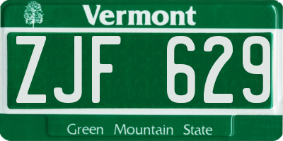 VT license plate ZJF629
