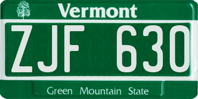 VT license plate ZJF630
