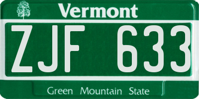 VT license plate ZJF633