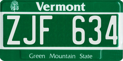 VT license plate ZJF634