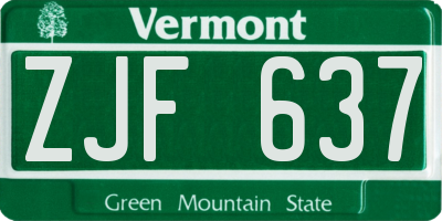 VT license plate ZJF637