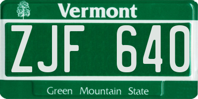 VT license plate ZJF640