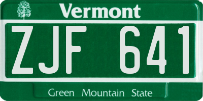 VT license plate ZJF641