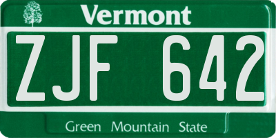 VT license plate ZJF642