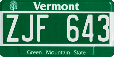 VT license plate ZJF643