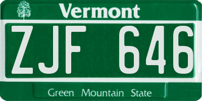 VT license plate ZJF646