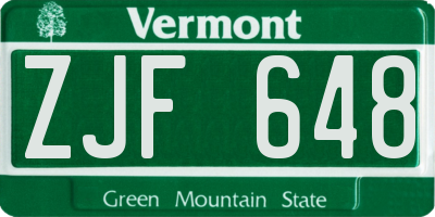 VT license plate ZJF648