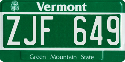 VT license plate ZJF649