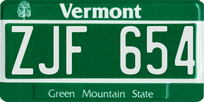 VT license plate ZJF654