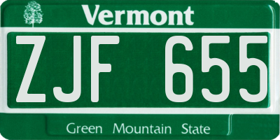 VT license plate ZJF655