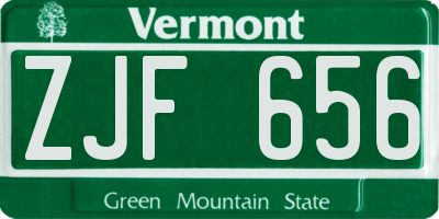 VT license plate ZJF656