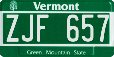 VT license plate ZJF657