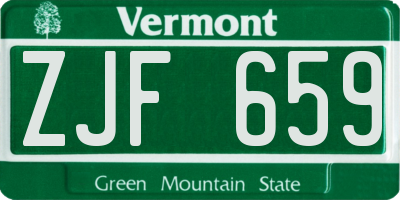 VT license plate ZJF659