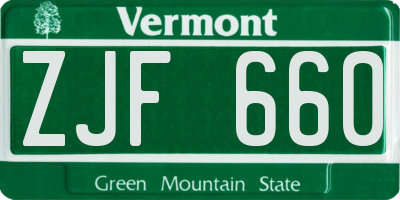 VT license plate ZJF660