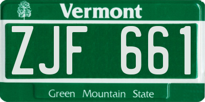 VT license plate ZJF661
