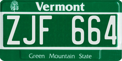 VT license plate ZJF664