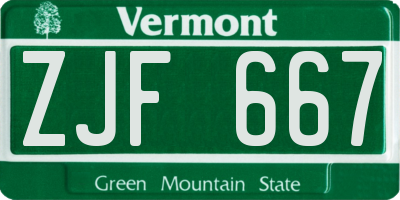 VT license plate ZJF667