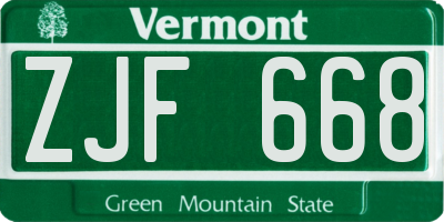 VT license plate ZJF668