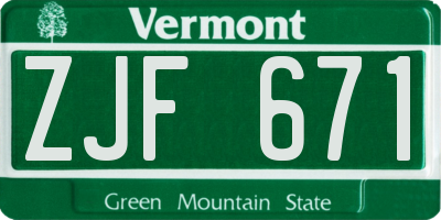VT license plate ZJF671
