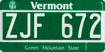 VT license plate ZJF672