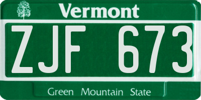 VT license plate ZJF673