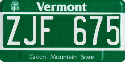 VT license plate ZJF675