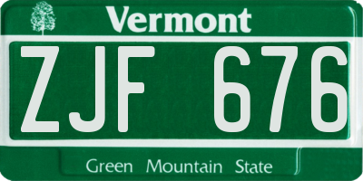 VT license plate ZJF676