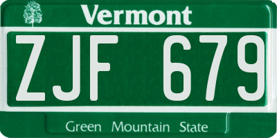 VT license plate ZJF679
