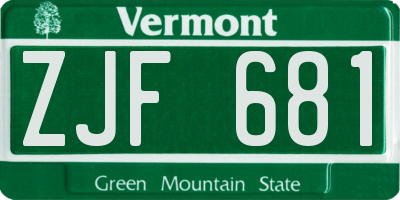 VT license plate ZJF681