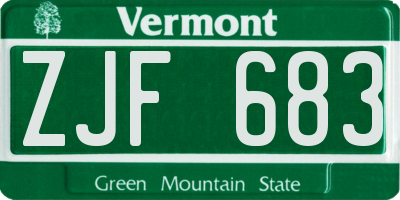 VT license plate ZJF683
