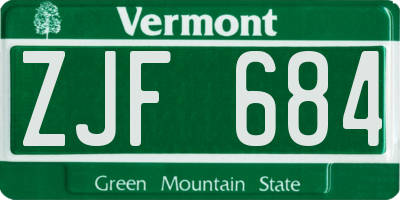 VT license plate ZJF684