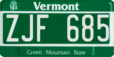 VT license plate ZJF685