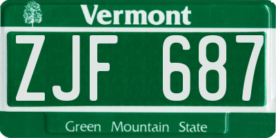 VT license plate ZJF687