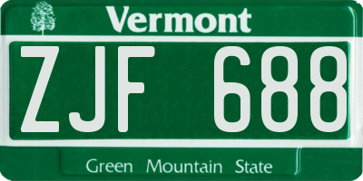 VT license plate ZJF688