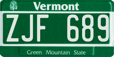 VT license plate ZJF689