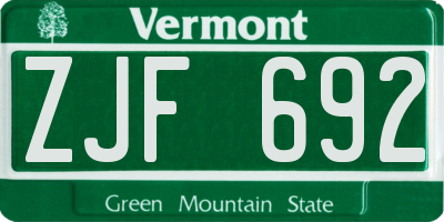 VT license plate ZJF692