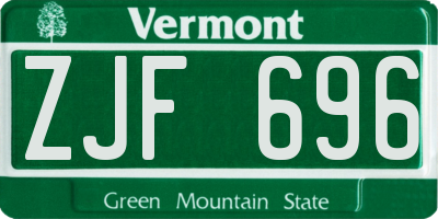VT license plate ZJF696