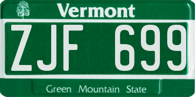 VT license plate ZJF699