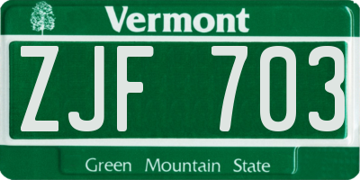 VT license plate ZJF703