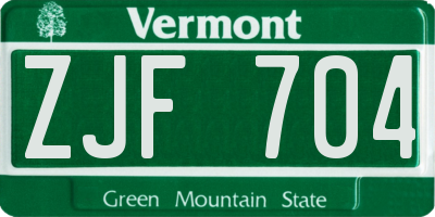 VT license plate ZJF704