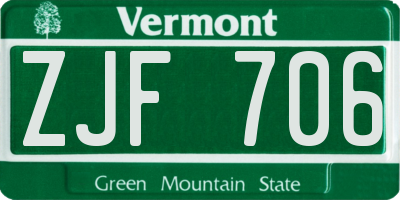 VT license plate ZJF706