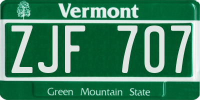 VT license plate ZJF707