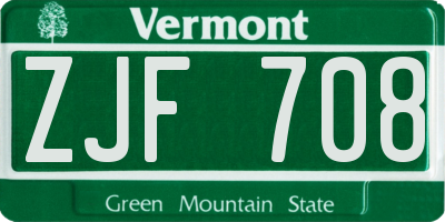VT license plate ZJF708