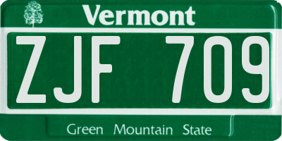 VT license plate ZJF709