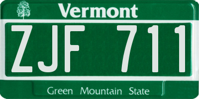 VT license plate ZJF711
