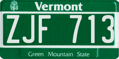 VT license plate ZJF713