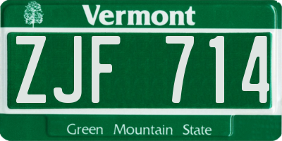 VT license plate ZJF714