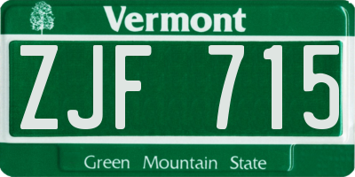 VT license plate ZJF715