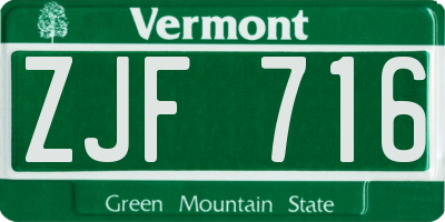 VT license plate ZJF716