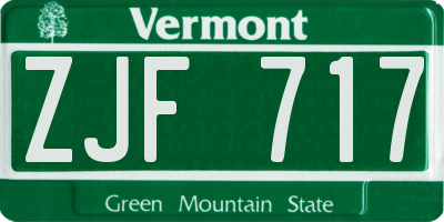 VT license plate ZJF717
